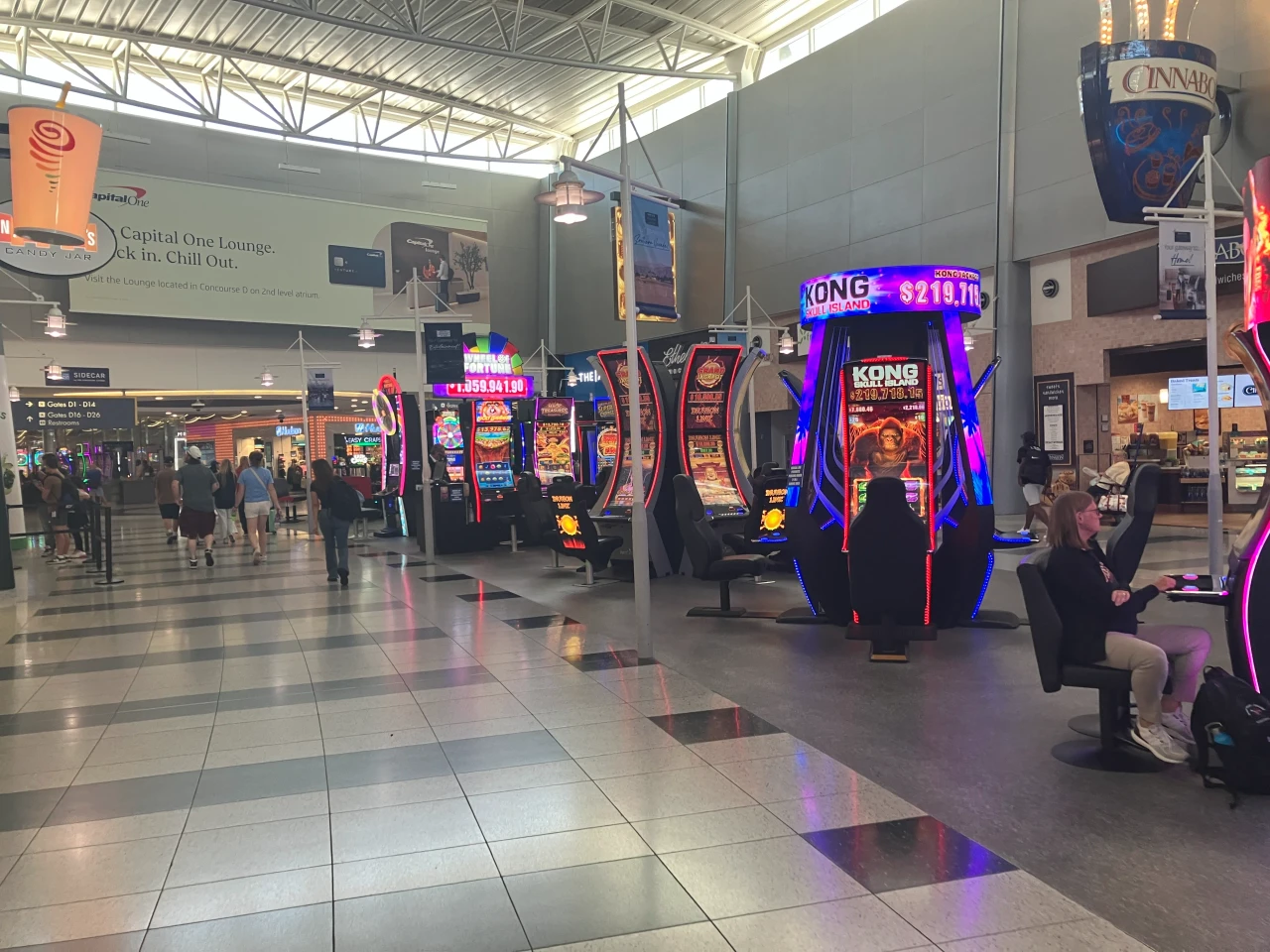 Slot machines in the D concourse at LAS