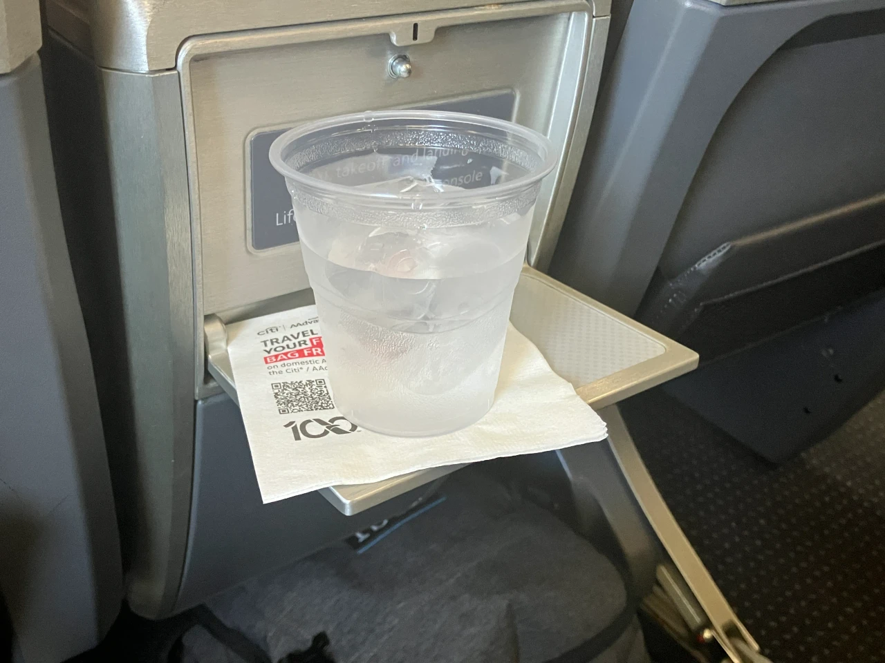 Pre-departure beverage in AA first class