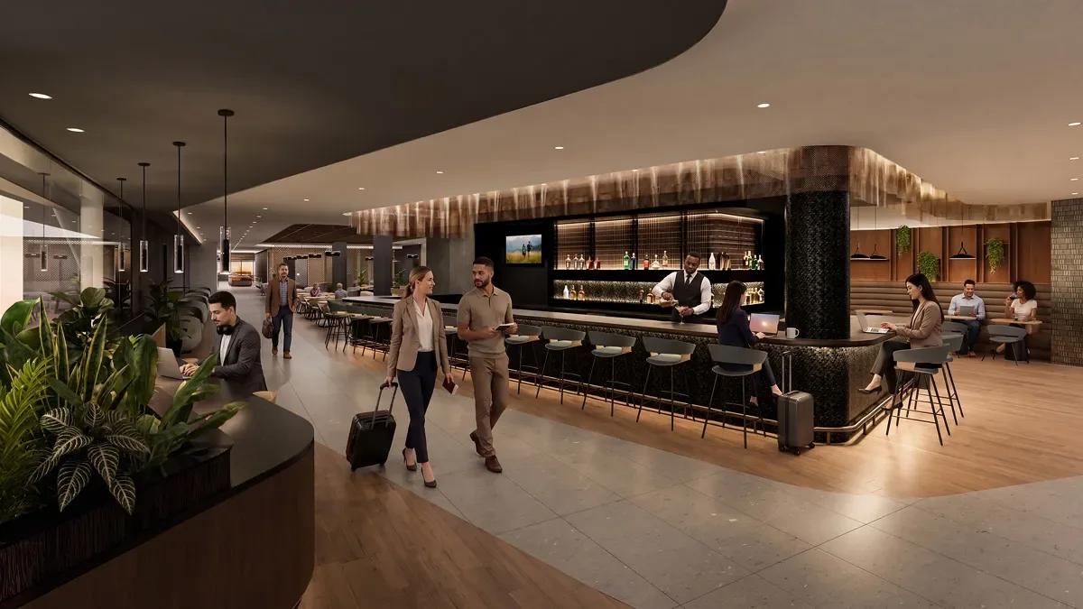 New American Airlines Admirals Club at Charlotte Douglas rendering