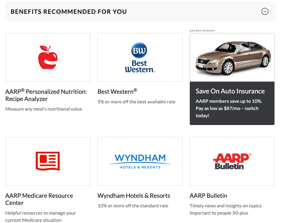 AARP member benefits and travel discount partners