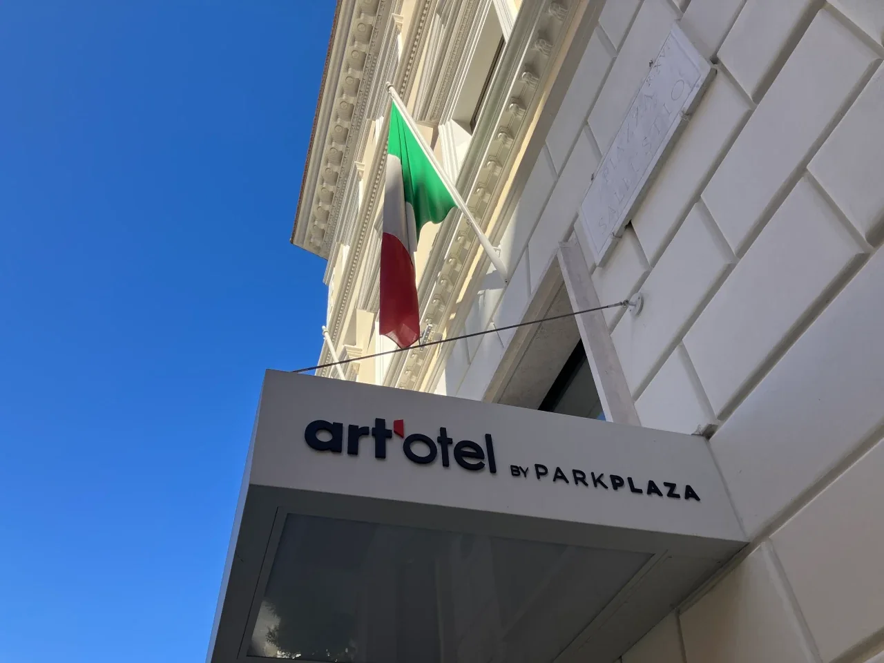 Art installations in the Art'otel Rome lobby