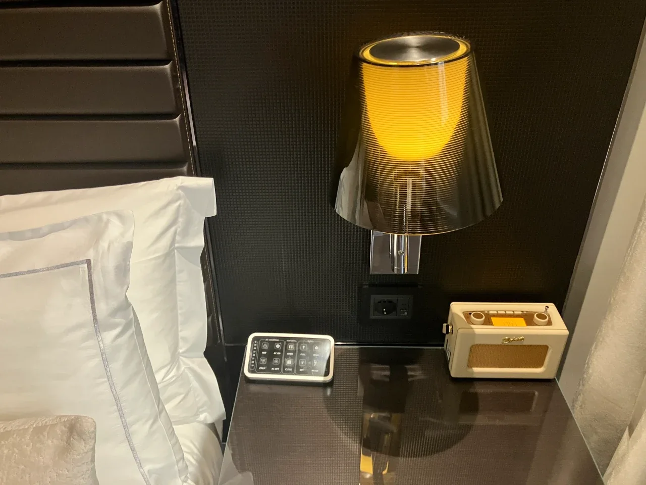 Physical touch button room controls at Art'otel Rome