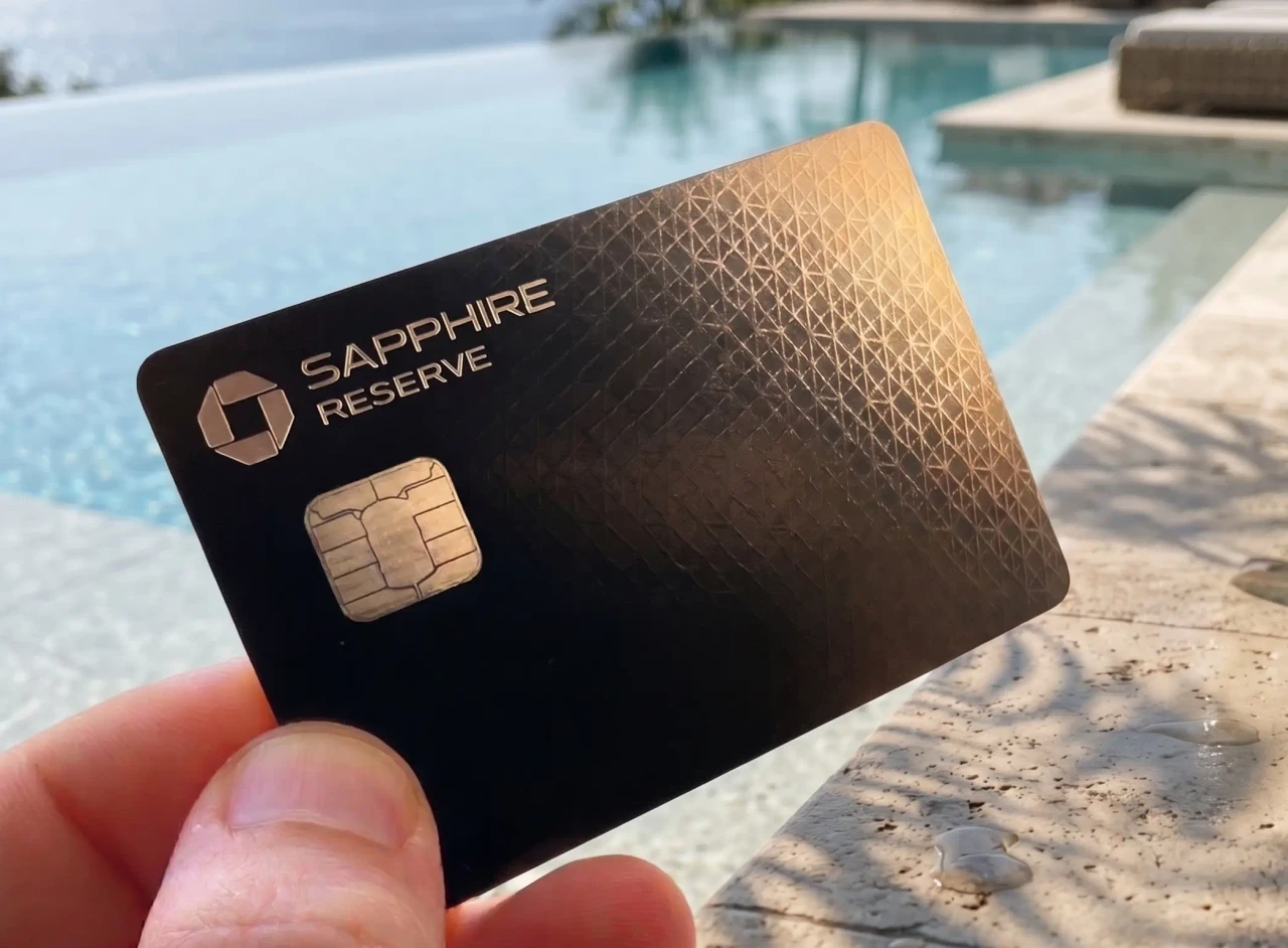 Chase Sapphire Reserve card held poolside