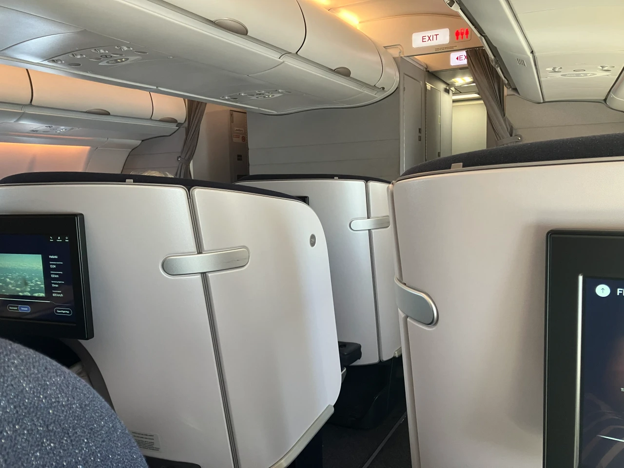 Finnair A330 business class cabin daylight view