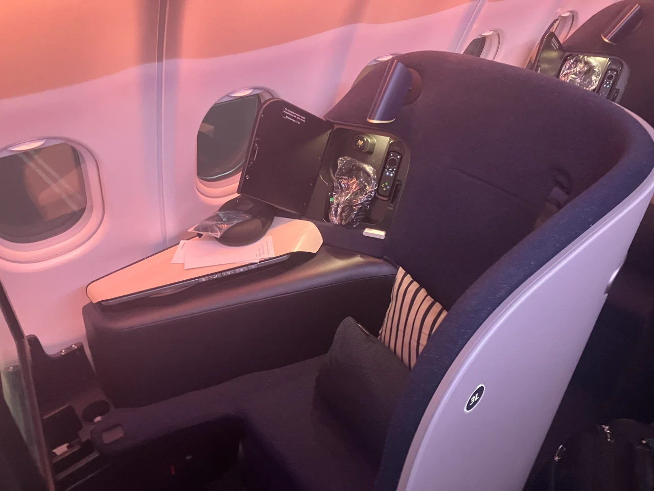 Finnair AirLounge fixed-shell business class seat