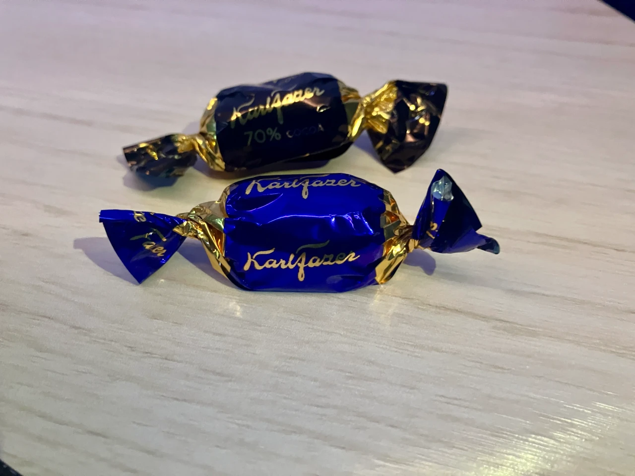 Karl Fazer chocolates offered before landing