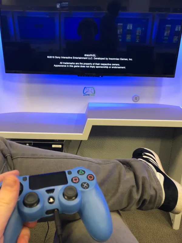 Gameway gaming station with console, 4K TV, and gaming chair