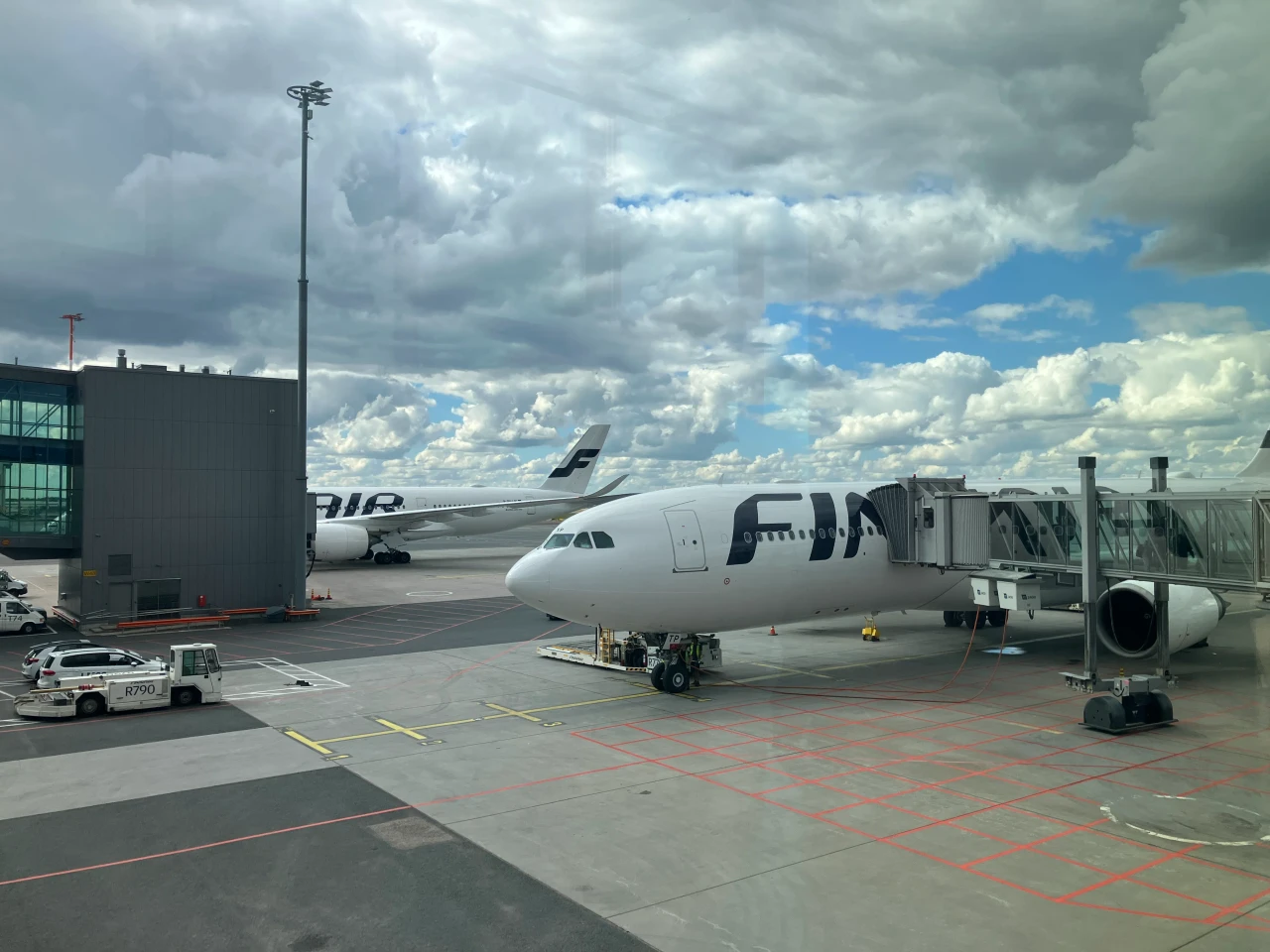 Walking to the next gate at Helsinki Airport