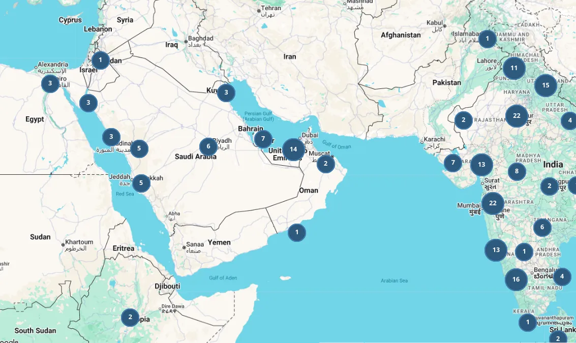 Screenshot of Hyatt's hotel development exploration tool showing brand, status, region, and state filters