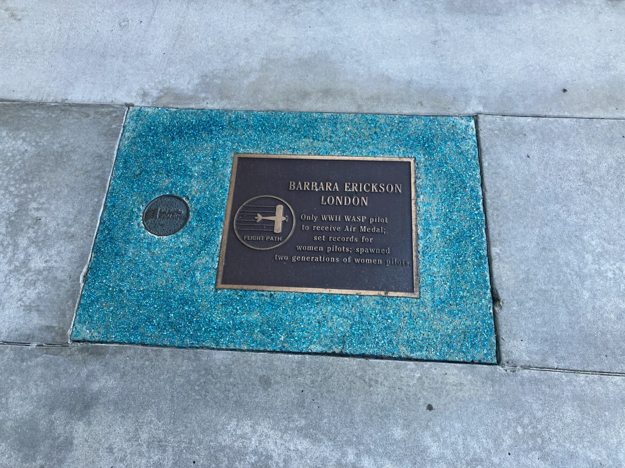 Aviation Walk of Fame sidewalk star honoring WASP pilot Barbara Erickson London