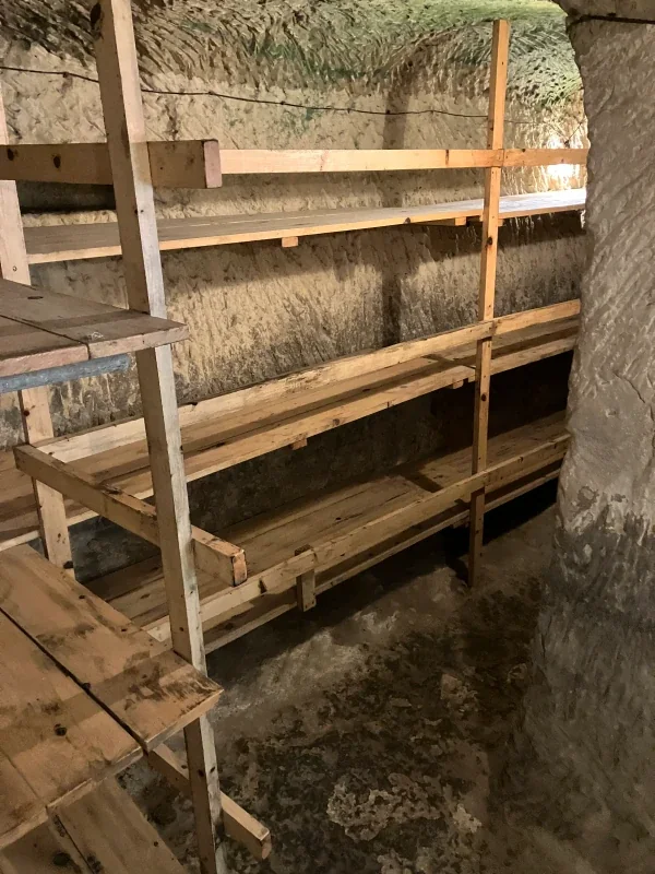 Low ceiling passage in the underground shelter