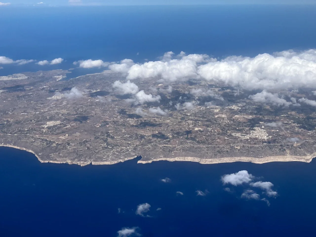 Mediterranean view from Wizz Air between Rome and Malta